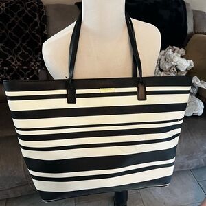 Kate Spade Black and White Striped Tote Bag
